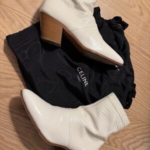 Celine Cubaine Croc-Embossed Leather Boot